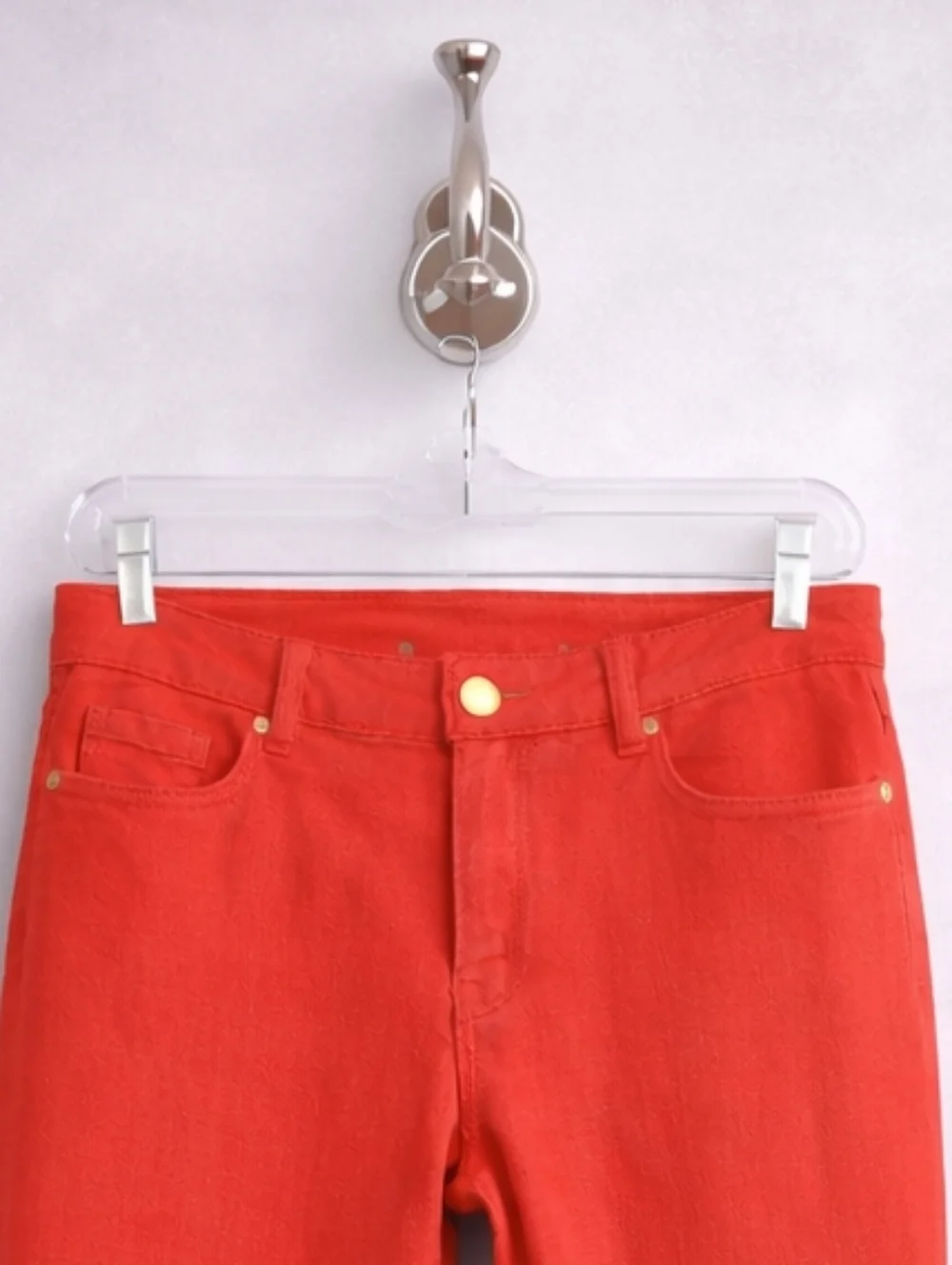 Michael Kors  Vibrant Izzy Sea Coral (Coral Red) Skinny Mid-rise Jeans